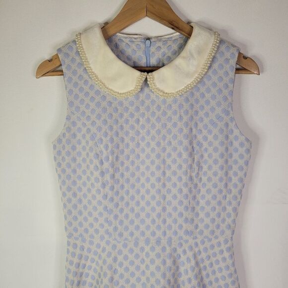 Baby Blue and White Polka Dot Peter Pan Collar Dress - Picture 3 of 11